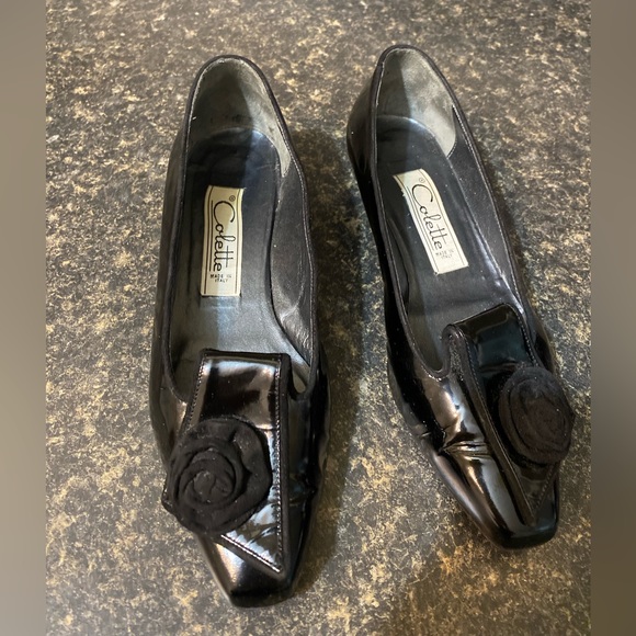 COLETTE Italian Made Black Patten Heel Loafers Shoes Size  6 - Picture 4 of 12